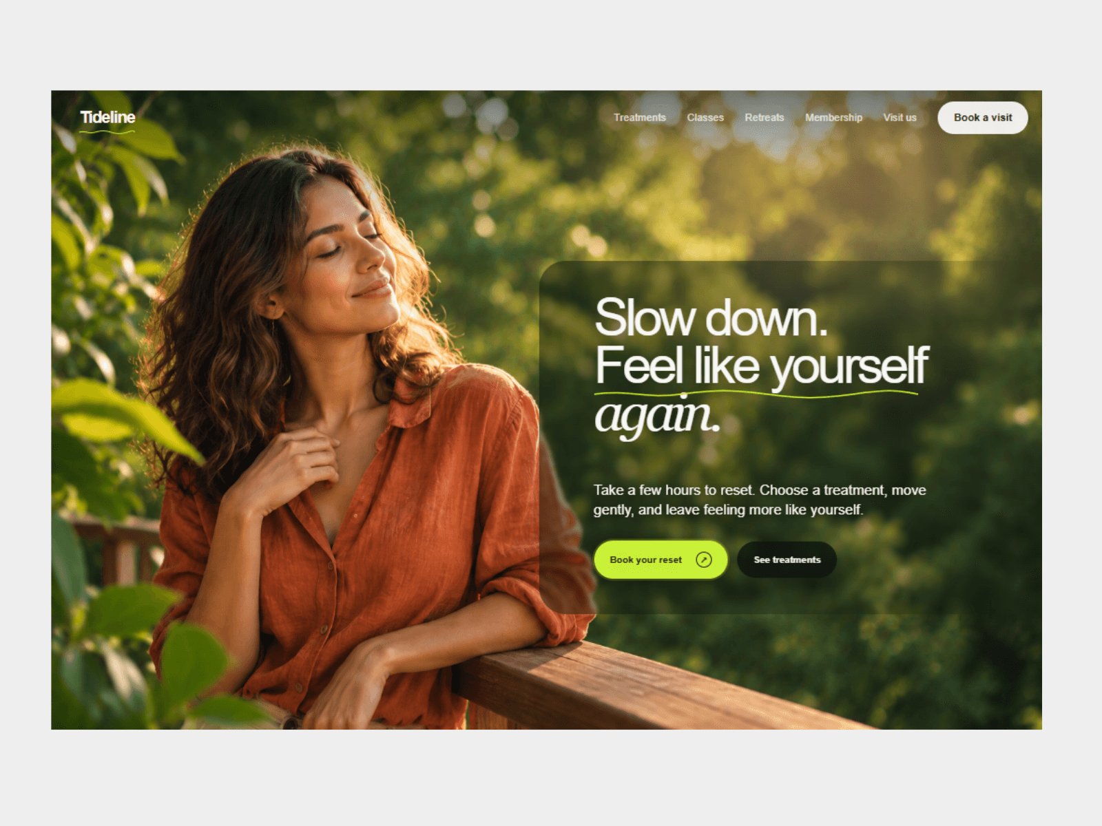 A Homepage Hero Built to Book Visits for a Wellness Retreat